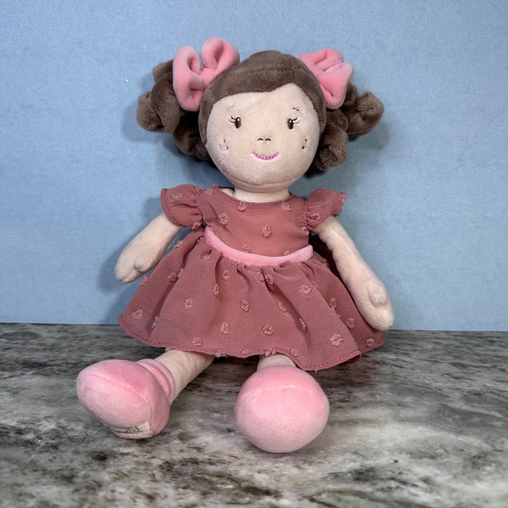 Bukowski Design Stockholm Sweden Plush Rag Doll‎ Pink Dress Brown Hair 12 Inch